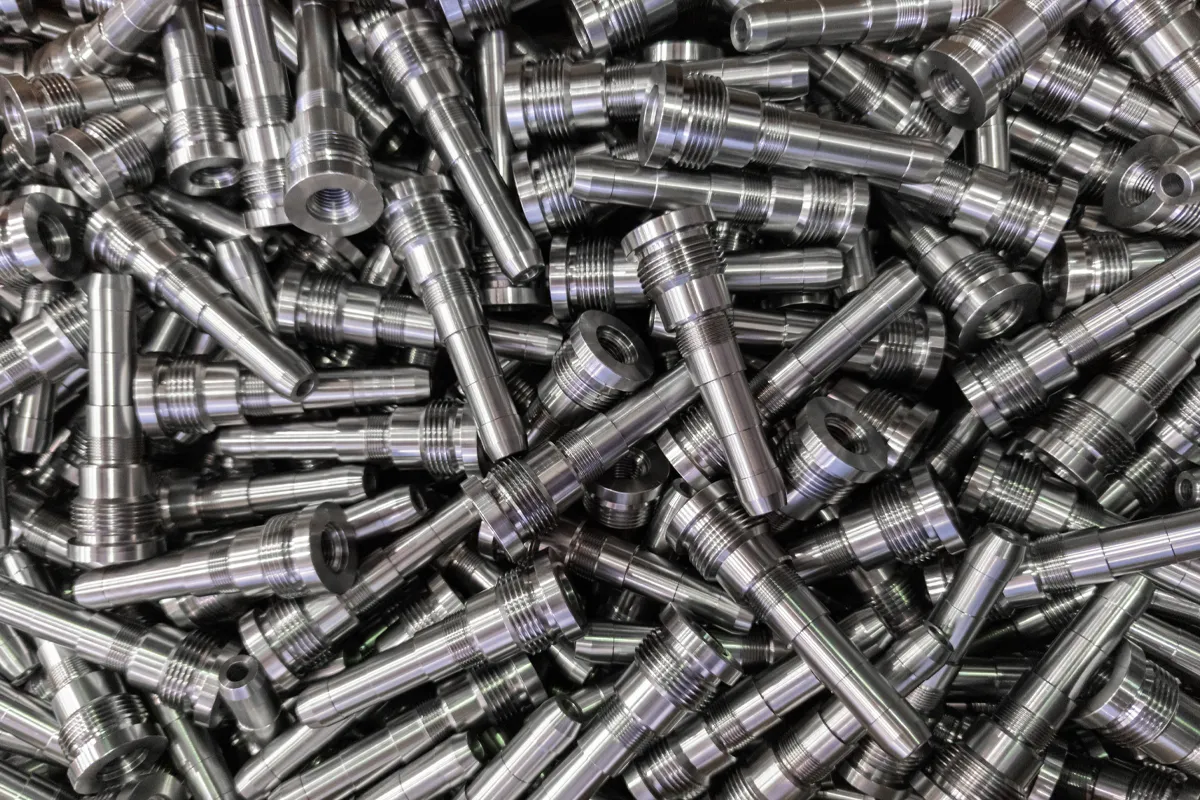 Full frame background of pile of shiny long steel parts, clean steel rods after fine cnc turning laying chaotically with selective focus. Full frame background of pile of shiny long steel parts, clean steel rods after fine cnc turning laying chaotically with selective focus.